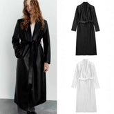 Morrocci™ Long Oversized Leather Trench Coat for Women