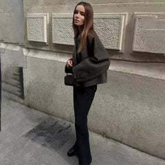 Morrocci™ Woolen Women’s Jacket – Elegant Loose Fit, Long Sleeve