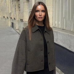 Morrocci™ Woolen Women’s Jacket – Elegant Loose Fit, Long Sleeve